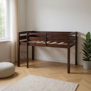 Wooden Loft Bed with Ladder